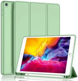 iMieet iPad 9.7 Case (2018/2017 Model, 6th/5th Generation), Smart Cover with Pencil Holder and Soft Baby Skin Silicone Back and Full Body Protection, Auto Wake/Sleep Cover (Matcha Green)