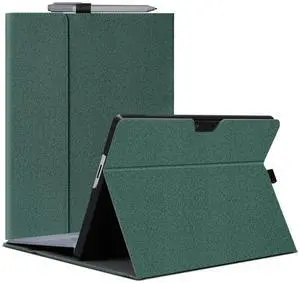 Megoo Surface Pro 11 Case for Microsoft Surface Pro 11/10/9 13", Multiple Angle Adjustment Folio Case Protective Cover with Stylus Pen Holder Compatible with Type Cover Keyboard (Cyan)