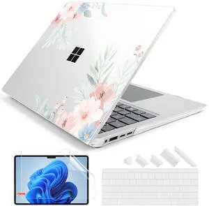 Batianda Case for 15 inch Microsoft Surface Laptop Copilot+ PC 2024 (7th Ed) Model 2037 Creative Pattern Durable Scratch-Resistant Hardshell, with Keyboard Cover & Screen Protector, Cute Flower