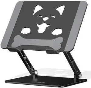 Aoviho Adjustable Portable Laptop Stand for Desk - Ergonomic Aluminum Laptop Riser, Heavy-Duty Laptop Holder for Large Laptops Compatible with MacBook Air Pro, Dell, HP, Lenovo (10"-17"), Black