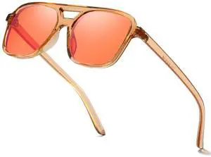 SODQW Gaming Blue Light Blocking Glasses for Men Women Reduce Eyestrain Orange Aviator Eyeglasses for Computer TV