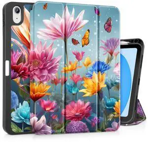 Tuiklol Case for iPad 11 inch (A16 Chip) 2025 Generation 11th / iPad 10.9 inch 2022 10th Gen,Slim Stand Hard Case Pencil Holder with TPU Back Cover & Trifold Stand & Auto Wake/Sleep, Mult-Floral
