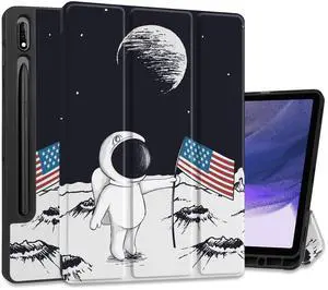 Yebiseven Case for Samsung Galaxy Tab S8 2022 & S7 2020, Shockproof Tablet Case for Samsung Tab S8/S7 11 inch with Auto Sleep/Wake & Trifold Stand & Soft TPU Back Cover, Astronaut & Moon