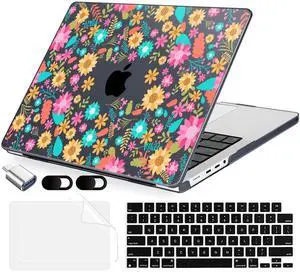 MecBevia for MacBook Pro 14 inch Case M5 M4 M3 M2 A3434 A3112 A3401 A3185 A2918 A2992 A2779 M1 A2442 Pro Max Chip (Released 2025 to 2021), Hard Shell Cover for MacBook Pro 14", Colorful Flowers