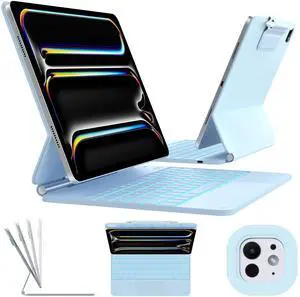 typecase Keyboard Case for iPad Pro 13-inch (M5 2025 / M4 2024), Magic Keyboard with 11 Colors Backlight, Keyboard Case with Pencil Holder, Multi-Touch Trackpad, Easy-Set Magnetic Stand, Light Blue