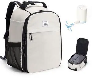 WEPLAN Vacuum Backpack Travel with Pump,Travel Backpack with Vacuum System,Vacuum Seal Compression Bags Clothing Vacpack,United Airlines Personal Item Bag 17x10x9,Laptop Backpacks,Beige