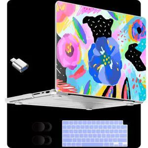 MEEgoodo Case for MacBook Pro 14 inch (M5/M4/M3/M2/M1) 2025 2024 2023 2021, Laptop Hard Shell Case Fit Model A3434/A3112/A3401/A3185/A2918/A2992/A2779/A2442 Pro/Max, Colorful Painted Floral