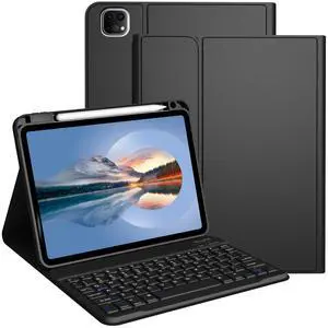 Divufus Keyboard Case for iPad Air 13 Inch (2024 M2), Pro 12.9 6th Gen 2022 [Magnetic Detachable Wireless Keyboard] Flip Stand Case with Pencil Holder for iPad Pro 12.9 5th/4th 2021/2020, Black