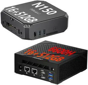 FIREBAT Mini PC, AM02 Model (Black, AMD 6600H CPU, 4.5GHz, 16GB RAM, 512GB SSD) & AK2 Model (Drak Grey, N150 CPU, 3.6GHz, 16GB RAM, 512GB SSD)