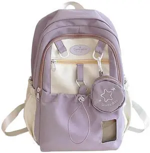 Goylmc Cute Backpack, Travel Double Shoulder Bag, Laptop Backpack for 16 with Large Capacity Adjustable Straps (Purple)