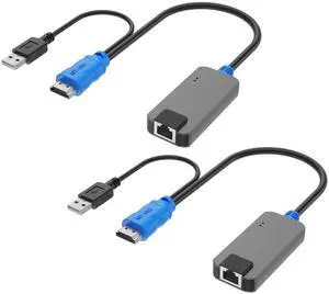 MT-VIKI 2 Pack USB HDMI to RJ45 Dongle, Work for MT-VIKI CAT6 KVM Switch (1708MS-IP/1708MS) Extend Distances up to 230ft/70m from KVM Console to Servers
