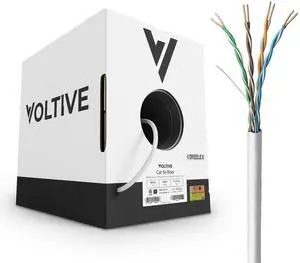 Voltive Cat5e Riser (CMR), 500ft, White - Solid Bare Copper Bulk Ethernet Cable - UTP - 350MHz - UL Certified & ETL Verified