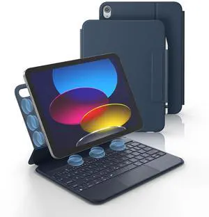 Dexnor for iPad (A16) 11th/10th Generation Case with Keyboard Ultra-Light Magnetic Detachable Folio Keyboard Cover Multi-Touch Trackpad Backlit for iPad 10th Gen 10.9" (2022)/11th Gen (2025), Blue