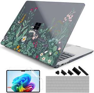 DONGKE Case for Microsoft Surface Laptop (2024), Windows 11 Copilot+ PC, 13.8 Inch Touchscreen Display, Protective Plastic Hard Shell Case with Keyboard Cover & Screen Protector - Garden Floral