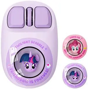 My Little Pony Wireless Mouse - Twilight Sparkle Edition, 3D Character Design Mouse with 1600 DPI, Dual-Mode (2.4GHz/Bluetooth), Ergonomic for Mac/Windows