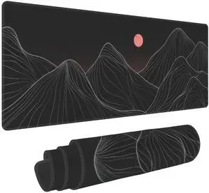 Mountain and Moon Art Mouse Pad  Large Desk Mat with Non-Slip Rubber Base, 31.5 X 11.8in Gaming Mousepad for Laptop Pc, Office Accessories and Desktop Decor