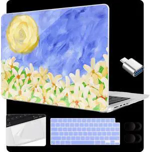MEEgoodo Case for M4 MacBook Pro 16 inch Case 2024 2023 2021 (A3403/A3186/A2991/A2780/A2485) M3 M2 M1 Pro/Max Chip, Laptop Hard Shell Cases with Keyboard Cover & Trackpad Film, Summer Flowers