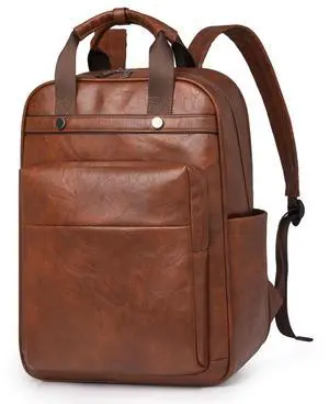 CTTOVIS Leather Laptop Backpack for Women 15.6 Inch Work Travel Backpack Fashion College Business Computer Bag (Caramel)