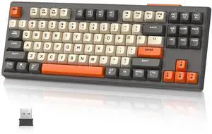 FELICON Ziyou Lang M87 TKL Wireless Keyboard, Dual Mode Bluetooth/2.4Ghz, Rainbow Backlit, PBT Round Keycaps, 4000mAh Rechargeable Mute Membrane Keyboard for Mac/Win/Office, Twilight