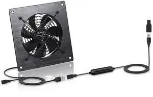 Xiaoqijia 120mm USB/DC Silent Cooling Fan - 5V/12V Dual Voltage, 6-Inch, 6-Speed Adjustment, Timed Cycle Switch - for Home Theater AV Cabinets, Server Racks, Cupboards, Pet Nests,Greenhouses, RVs