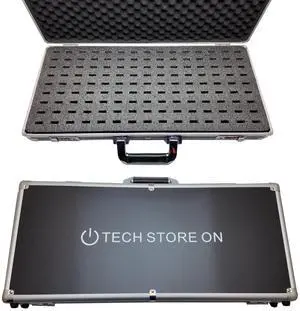 TECH STORE ON Aluminum USB Drive Organizer Case (130 Slots with Handle)  Shockproof & Antistatic Large Storage Box with Combination Lock | Professional Metal Carry Case for IT & Media Professionals