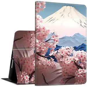 Slim Case for Amazon Kindle Fire HD 8 & 8 Plus Tablet (12th/10th Generation, 2024/2022/2020 Release) 8" PU Leather Adjustable Stand Smart Cover with Auto Sleep/Wake, Japanese Pink Cherry Blossom