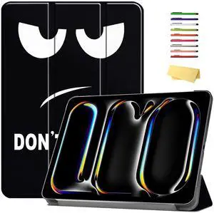 UUcovers Hybrid Case for iPad Pro 13 inch M4 (2024) Trifold Stand Folio Cover [Pencil Charging + Auto Wake/Sleep] Slim PU Leather Magnetic Smart Hard Back Shockproof Protective Shell, Don't Touch Me