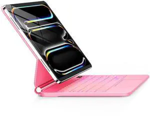 GGQFGTOJ for iPad Pro 13 Inch Case with Keyboard (M4, 2024)Magic-Style Magnetic  7 Colors Backlight -Floating Cantilever Stand - Multi-Touch Trackpad Keyboard Case for iPad Pro 13. (Pink)
