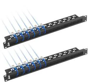 1U 2 Pack Brush Panel, Brush Strip Plate for Cable Entry&Management, Server Rack Cable Organizer with Tidy Brush for 19in Network Rack/Server Rack/Cabinet Enclosure, Black
