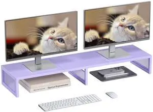 Gugsey Dual Computer Monitor Stand Riser, Desk Organizers and Accessories, Printer & TV Stand, Desk Shelf, Office Desk Accessories & Desktop Workspace Organizer for Office Supplies, Purple