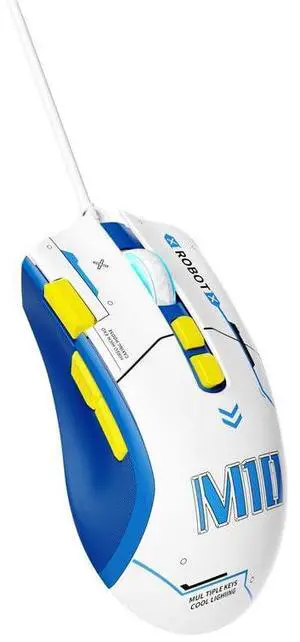 Ergonomic Gaming Mouse, Wired USB-C, 7200 DPI Plug Play High-Precision Optical Sensor, 8 Programmable Buttons, RGB Backlit, Gaming Mice for PC & Laptop, White