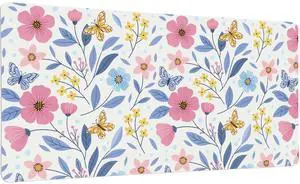 Idocolors Colorful Floral Desk Mat, Cute Extended Gaming Keyboard Mouse Pad, Large Office Desk Cover Mat Pad Deskmat, Non-Slip Leather Home Office Desk Mat Protector 31.5"×15.7"