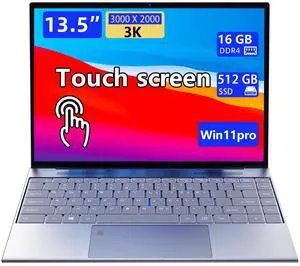 13.5-inch Portable Touchscreen Laptop, (16GB RAM, 512GB SSD), 3K (3000×2000) IPS, Pentium quad-core CPU up to 2.64 GHz,9000mAh battery,Mini HDMI interface,USB3.0 interface,dual-band WiFi,webcam
