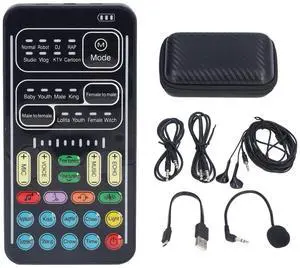 I9 Voice Changer Set Multifunction Portable Recording Mini Sound Card for Game Anchor Recording Computer (English Version)