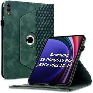 Varohix Case for Samsung Galaxy Tab S10 Plus 2024/ S9 Plus/S9FE Plus 12.4,360 Degree Rotating PU Leather Folio Protective Cover with Auto Sleep/Wake,Card Holder&Shoulder Strap for Woman Man,Green Varohix Case for Samsung Galaxy Tab S10 Plus 2024/ S9 Plus/S9FE Plus 12.4,360 Degree Rotating PU Leather Folio Protective Cover with Auto Sleep/Wake,Card Holder&Shoulder Strap for Woman Man,Green