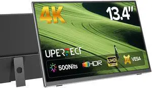 UPERFECT 4K Portable Monitor, 13.4" UHD 3840x2400 Matte IPS Laptop Display with Built-in Stand, 16:10 Aspect Ratio, 100% sRGB, 500 Nits Brightness, All-Metal Frame for PC/Mac/Phone/Game Console
