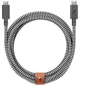 Native Union Type-C Belt Cable Pro - 240W USB-C to USB-C 8ft Ultra-Strong Charging Cable with Leather Strap Compatible with iPhone Air, 17 Pro Max, MacBook Pro 14"/16" M4, Air 15" M3 (Zebra)