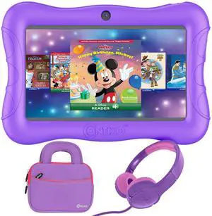 Contixo 7 inch Kids Tablet Bundle - Android Tablets and Kids Wired Headphones, with 50+ Disney Storybooks (Value $200), WiFi, 32GB ROM, Learning Tablet for Kids - Purple