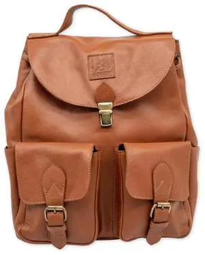 MAD MUNKEE Leather Laptop Backpack Perfect for Men and Women, Durable Backpack with Multiple Compartments, Vintage Business Bag, Travel Hiking Shoulder Backpack, Brown