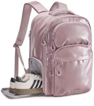 BAGSMART 30L Travel Backpack, 15.6 Inch Carry On Backpack Flight Approved, Personal Item Travel Bag, Water Resistant Weekender Bag Daypack, Rose Purple