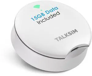 TALKSIM UFO Mobile Hotspot with 15GB Data, Portable Pocket WiFi 6 & 4G LTE Hotspot MiFi Device, Support AT&T, T-Mobile, Verizon |10 Connected Devices, USA Coverage, No SIM, No Contract (White, 15GB)