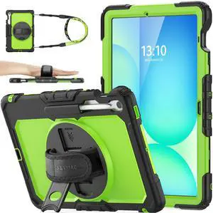 SEYMAC stock Case for Samsung Galaxy Tab S10 FE+ Plus 5G Tablet Case 13.1'' Protective with Screen Protector, Pencil Holder, 360 Rotating Stand, Hand Strap, Shoulder Strap, Green1