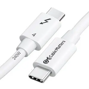 Cable Matters [Intel Certified] 40Gbps Thunderbolt 4 Cable 3.3ft with 8K Video and 240W Charging in White - 1m, Compatible with USB4, Thunderbolt 3 Cable and USB-C