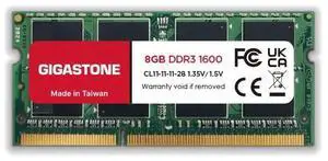 DDR3 RAM Laptop Only GIGASTONE 8GB DDR3/DDR3L 1600MHz (1333MHz) PC3-12800 (PC3-10600) CL11 1.35V/1.5V 2Rx8 SODIMM 204 Pin Unbuffered Non ECC High Performance Notebook Memory Upgrade