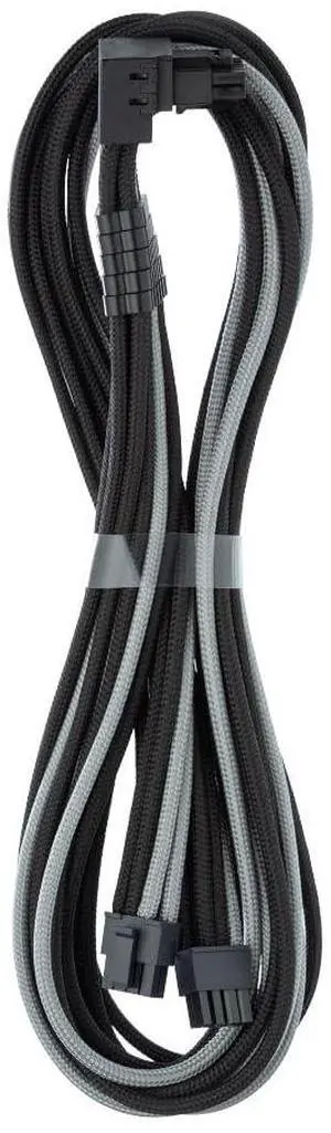 CableMod C-Series Pro ModFlex Sleeved 12V-2x6 12VHPWR 90° StealthSense PCIe Cable for Corsair Type 5 RMX Shift - Variant B (Black + Silver, 90° 16-pin to Dual 8-pin, 65cm)