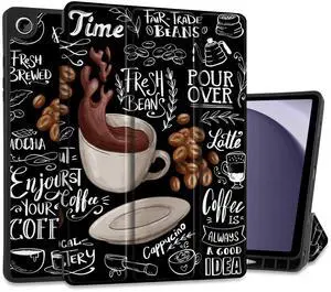 MEEgoodo Case for Samsung Galaxy Tab A9 Plus 11 inch Cover 2024 2023 with S Pen Holder, A9+ Smart Tablet Cases with Leather Trifold Stand+Soft TPU Back Shell+Smart Auto Wake/Sleep, Coffee