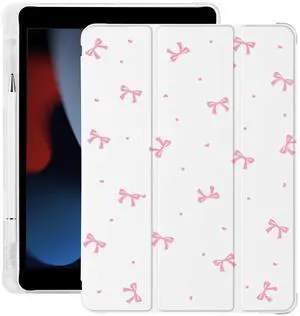 BlHMCASE Cute Pink Bow Kawaii for iPad (A16) 11th Generation Case 11 Inch 2025, for iPad 10th Generation Case 10.9 Inch 2022 with Pencil Holder, Auto Sleep/Wake, White Leather Soft TPU Back Cover
