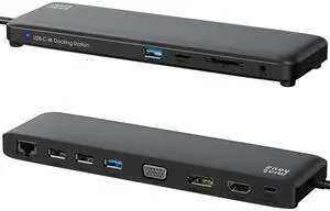 USB C Docking Station Minthouz 12-in-1 Docking Station 3 Monitors, USB Hub with DisplayPort/HDMI/VGA, PD, USB 2.0/3.0, Gigabit Ethernet, SD/TF, Audio Jack USB C Dock for Windows & Mac