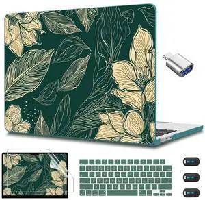 CISSOOK Compatible with MacBook Air 13.6 inch Case 2022 2023 2024 2025 Release A2681 M2 A3113 M3, Plastic Hard Shell Case & Keyboard Cover & Screen Protector, Elegant Floral