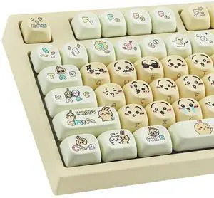 Hyekit PBT Keycaps MOA Profile Chiikawa Usagi Cute Keycaps 136 Keys Dye-Sublimation Kawaii Keycap Set for Cherry MX Magnetic Switches Mechanical Keyboard